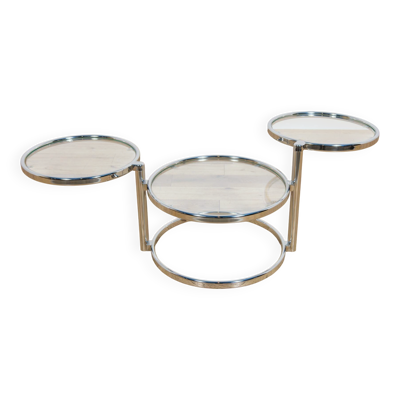 Table basse en chrome et verre de style mid-century par Milo Baughman, États-Unis, années 1970.