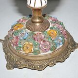 Lamp or night light bronze and ceramic glazed flowers