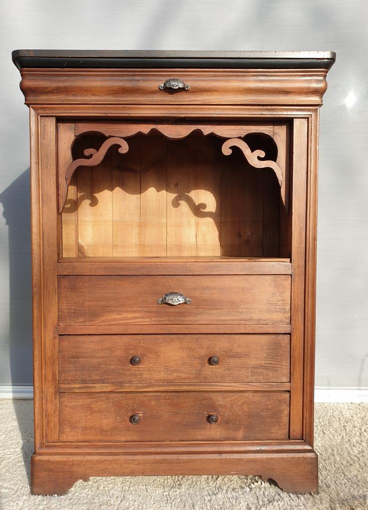 High chest of drawers furniture XIXth with niche