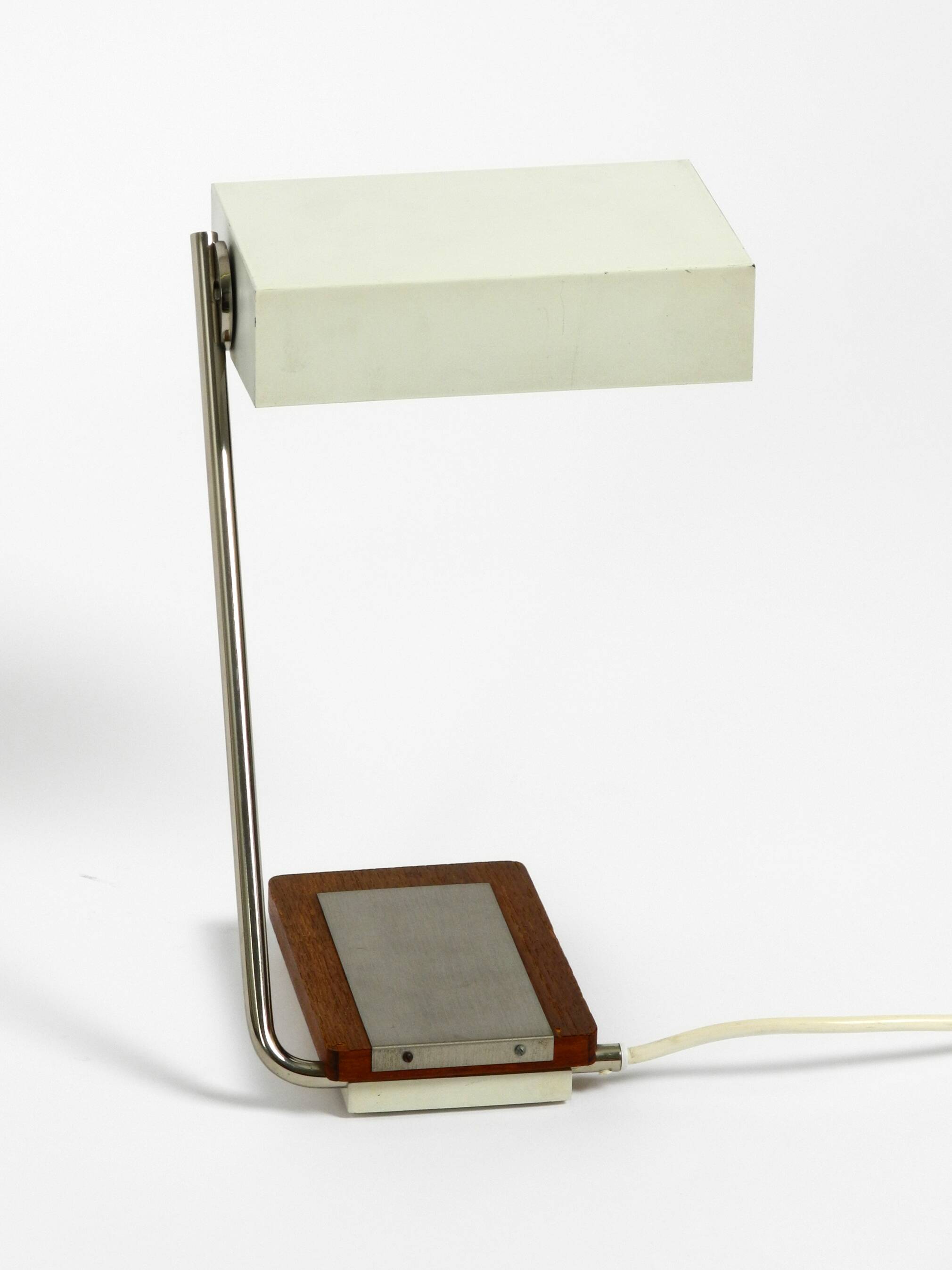 Rare original 1960s Kaiser Leuchten light metal teak table lamp