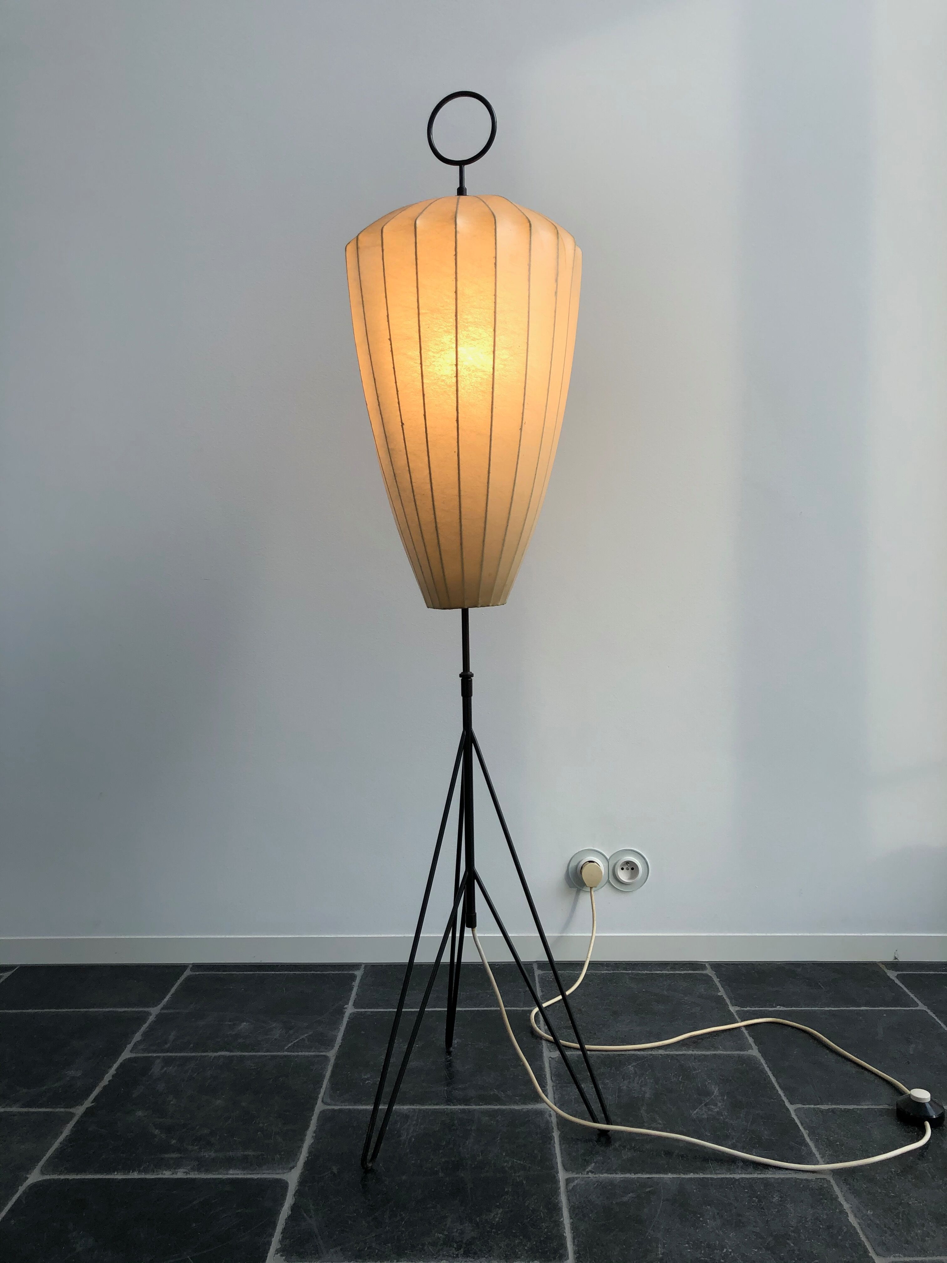 Tripod Cocoon Floor Lamp by H. Klingele for Artimeta, 1950s