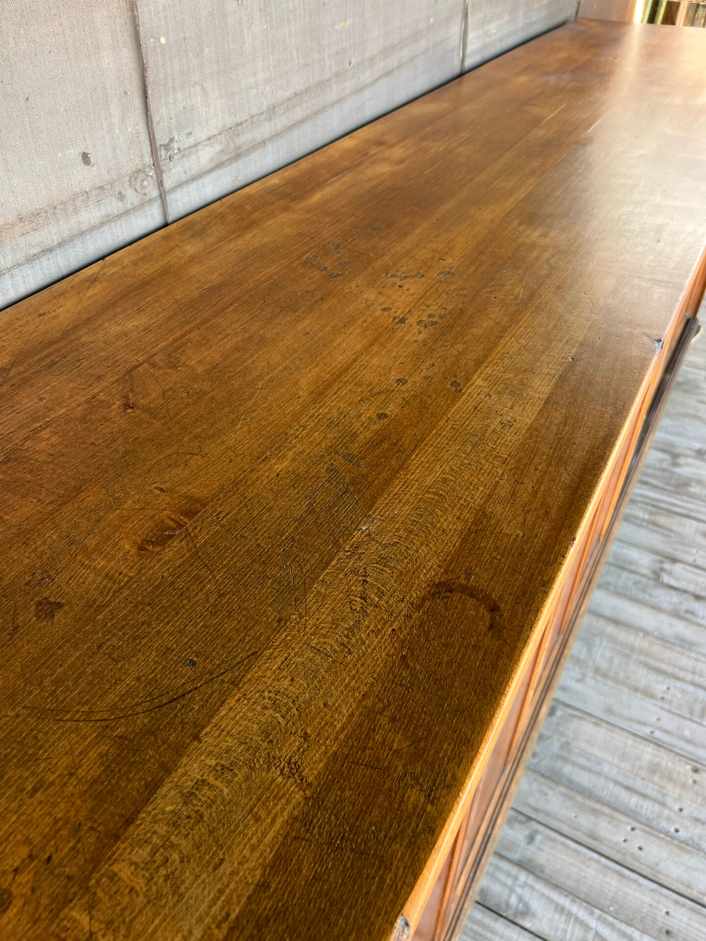 Old counter with sliding doors