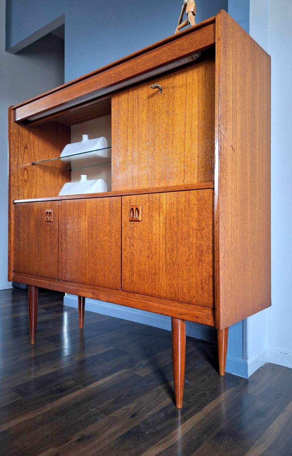 Vintage sideboard, antique bar cabinet, secretary bookcase