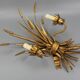 Gilt metal wheat sheaf two-light wall sconce