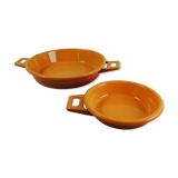 Duo of orange enamelled dishes