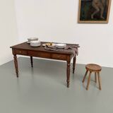 Walnut and pine drapery farmhouse table