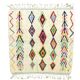 M'rirt Berber rug in cream wool with coloured patterns, 160 × 190 cm