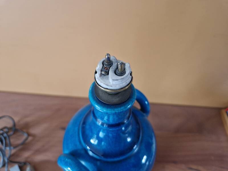 Pol Chambost (1906-1983) - Lamp base in blue crackled ceramic