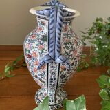 Vase amphore ancienne en faïence de Gien décor cachemire