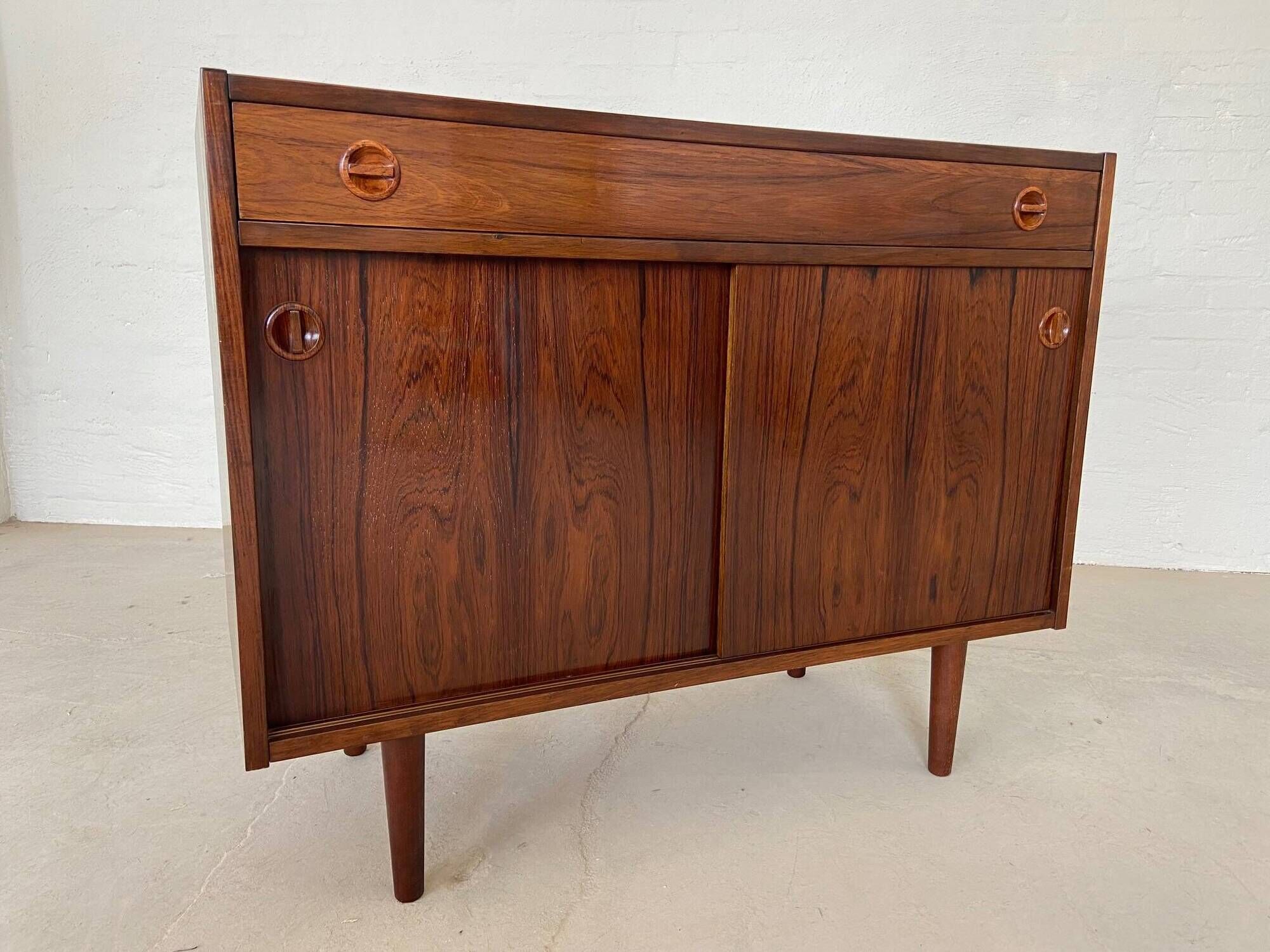 Vintage danish mid century rosewood sliding door cabinet 1960s