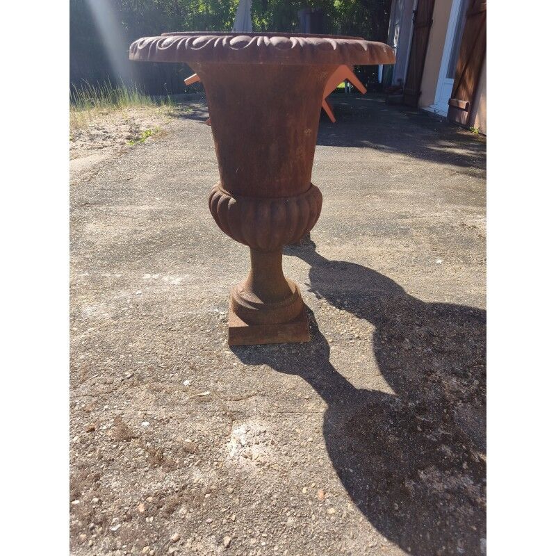 Pair of 19th-century cast iron Medici vases