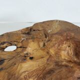 Large olive wood empty pocket, signed, 1966
