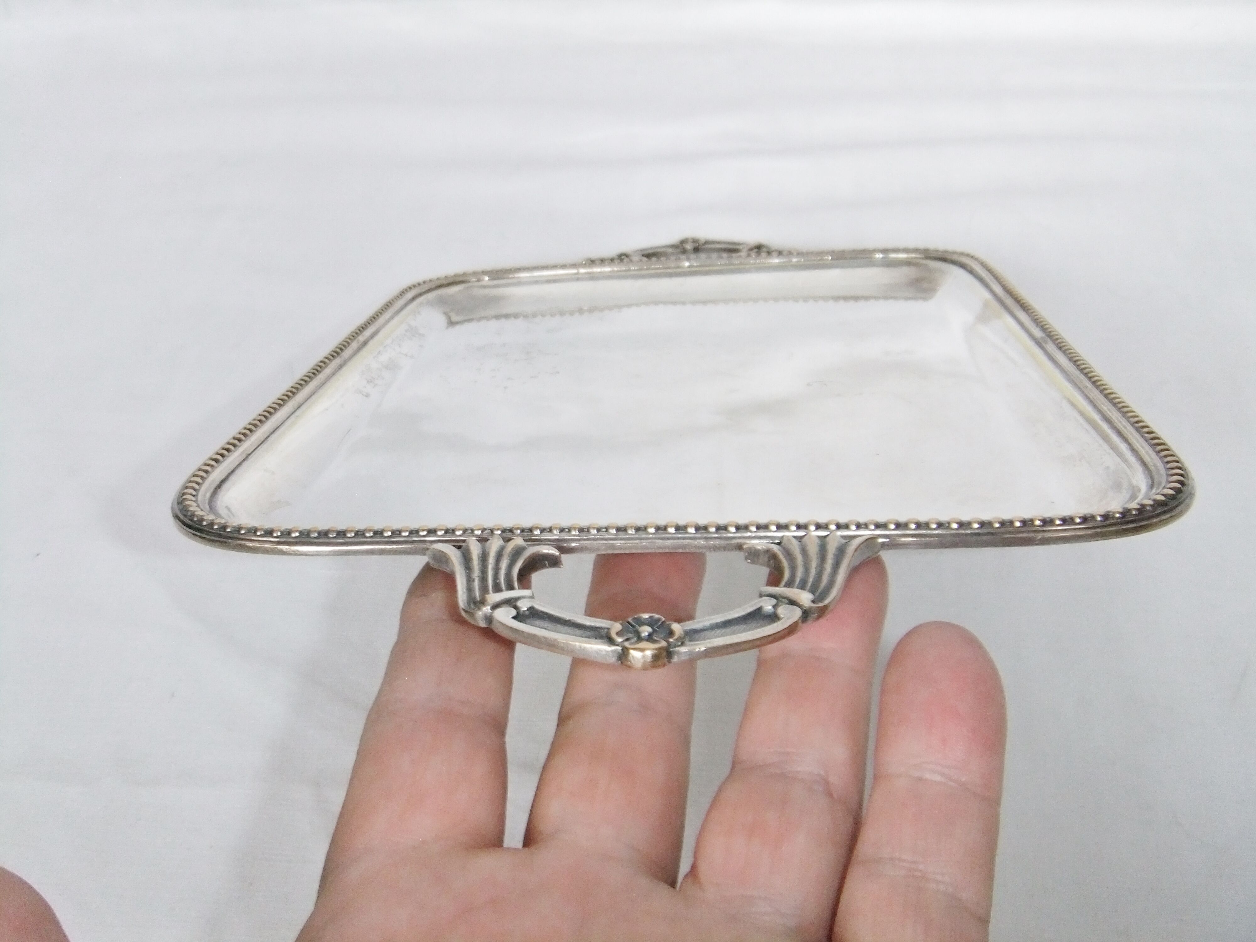Serving tray with liqueur or other silver metal old art nouveau hallmark
