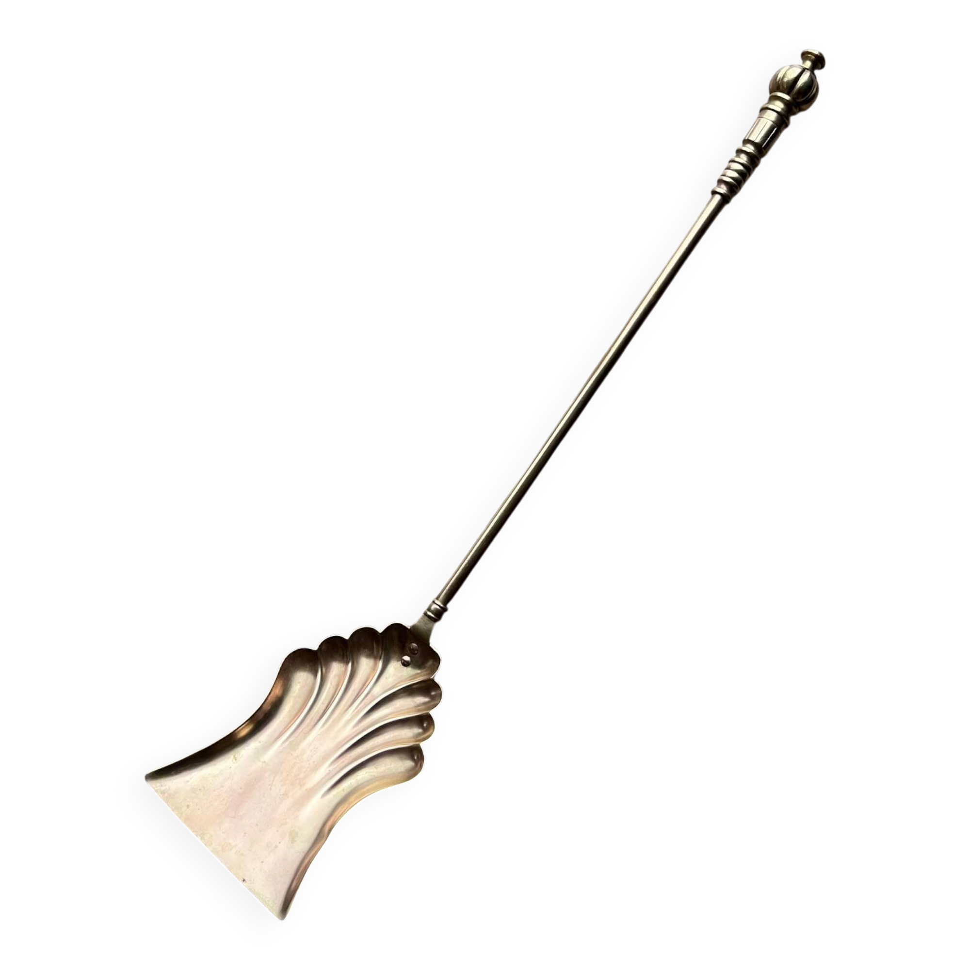 Grande pelle de cheminée en laiton doré
