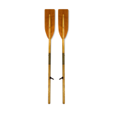 Pair of old oars, wood and brass