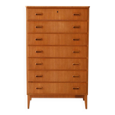 1960s Scandinavian Oak Tallboy with Sculpted Handles