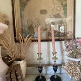 Pair of marble and brass candlesticks circa 1860