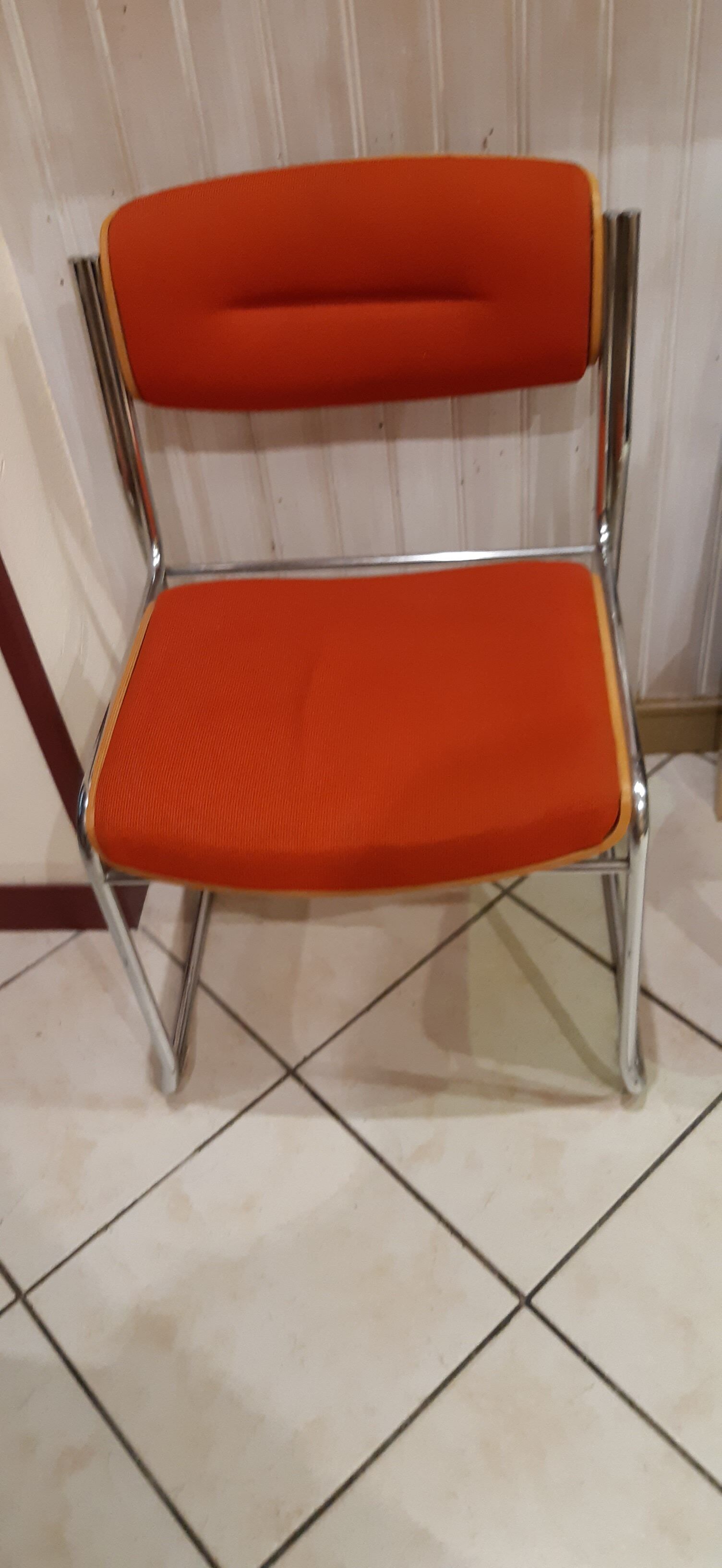 Fabric and wood chair ornage