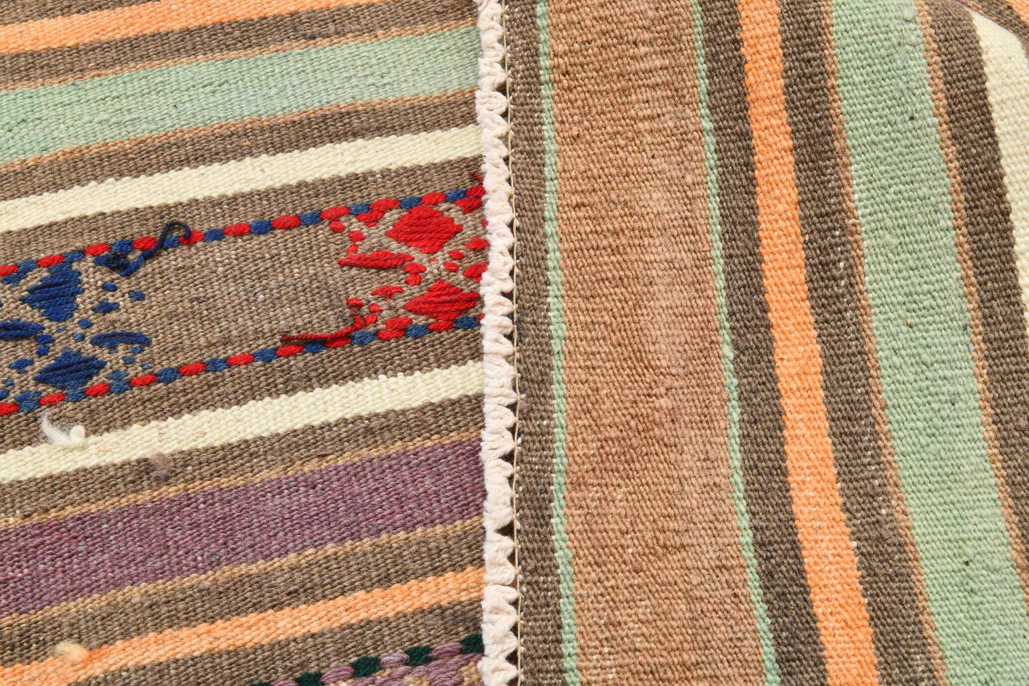 Tapis kilim vintage en laine, motifs géométriques et tons pastel,146x224 Cm