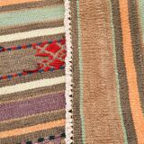 Tapis kilim vintage en laine, motifs géométriques et tons pastel,146x224 Cm