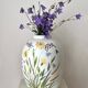 Ceramic vase with hand-painted wildflowers by Lars Thorén for Rörstrand, 1960s