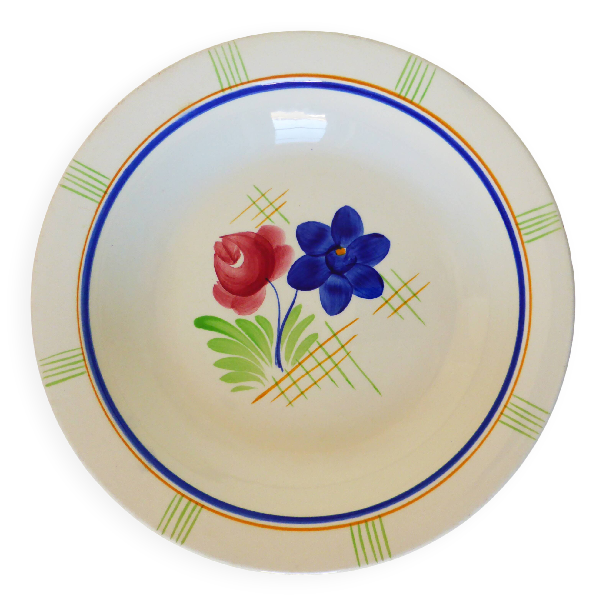 1 vintage hollow round plate from the Gien factory, model Robinson 2106106.