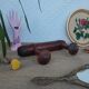Coat rack 2 wooden hooks vintage