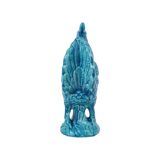Vintage Chinese Glazed Ceramic Turquoise Rooster Chicken Statue Sculpture