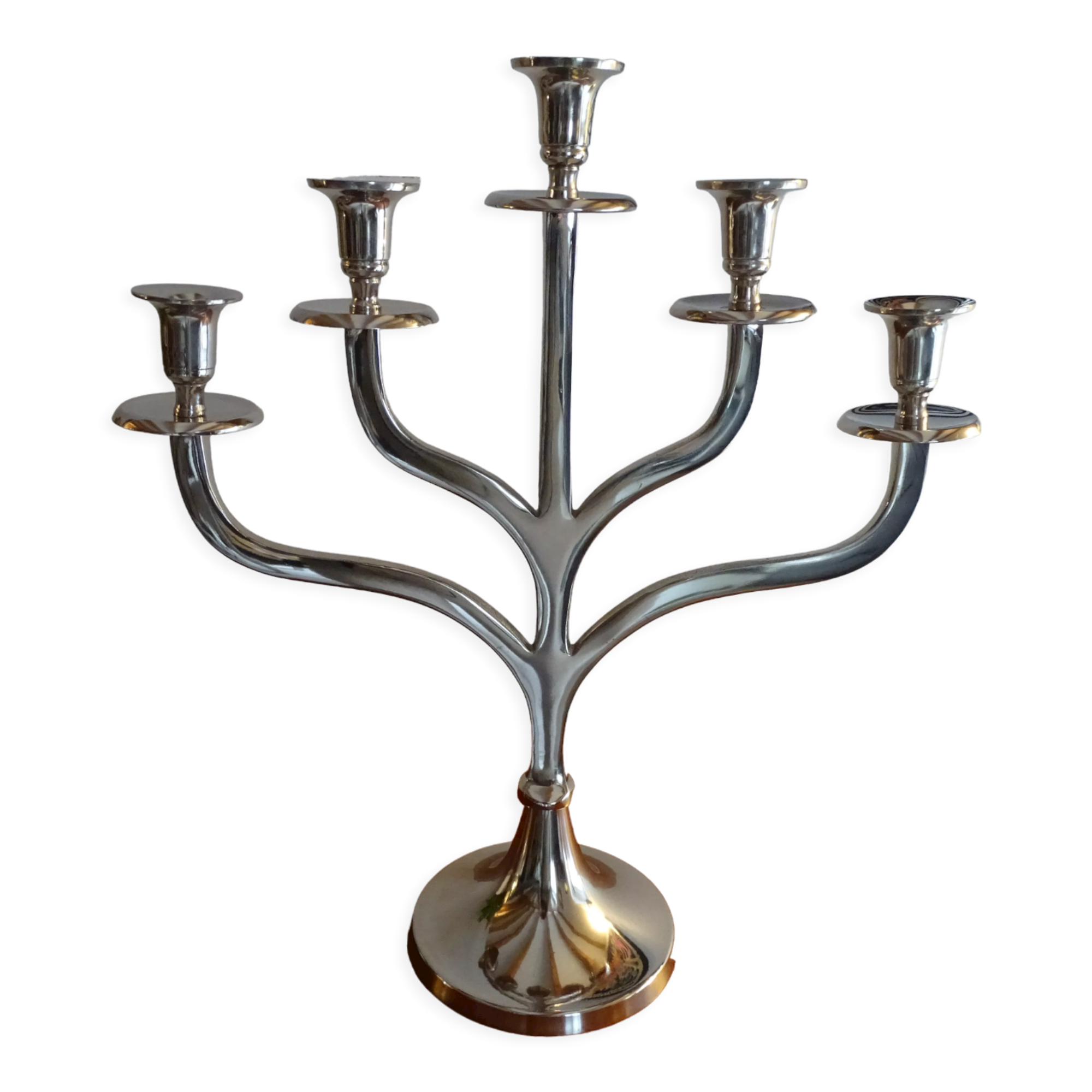 Candlestick 5 branches metal chrome design tree 46 cm