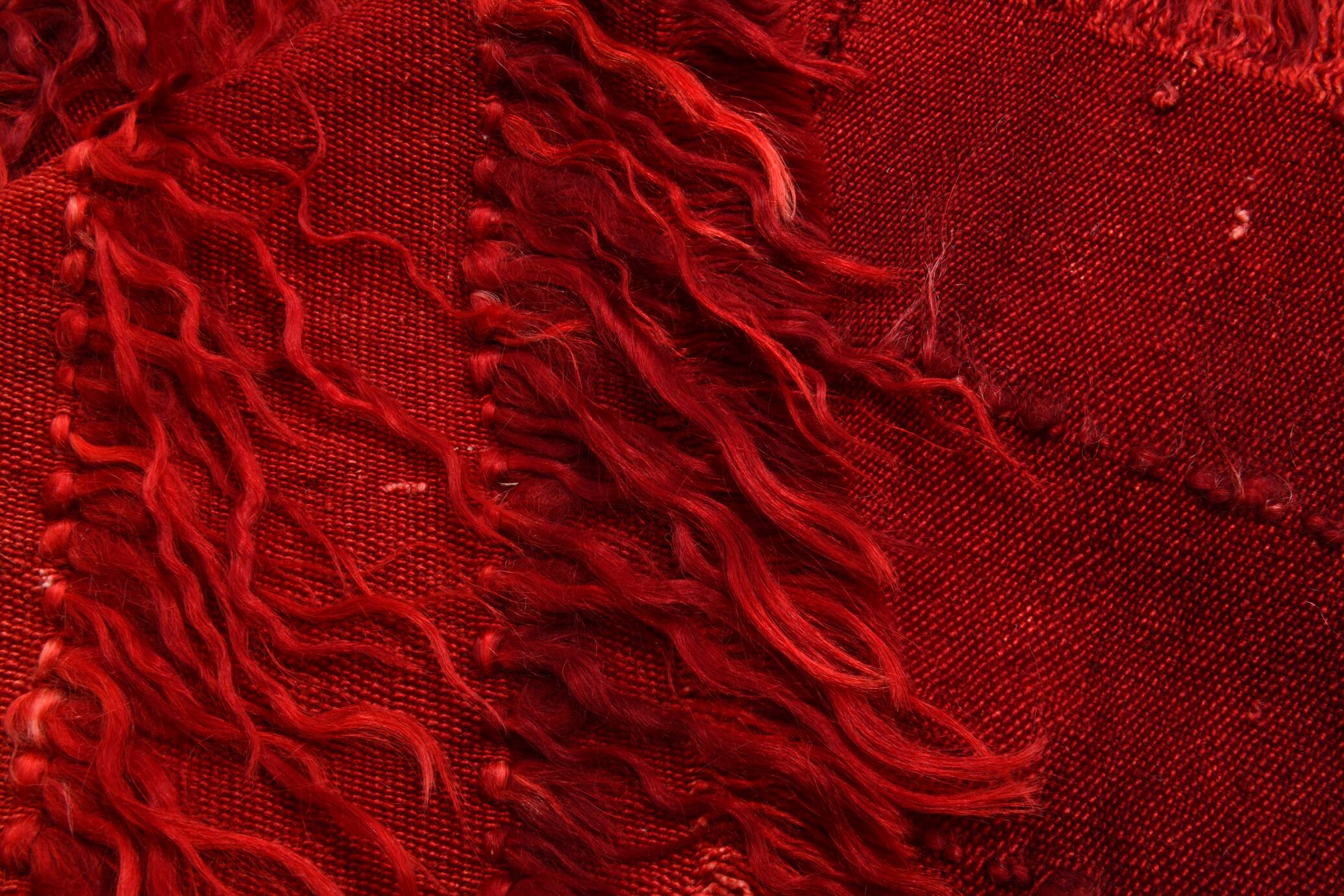 3x5 Wine Red Long Hairy Vintage Kilim Rug, 108x162Cm