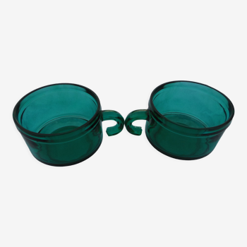 Duo of emerald glass cups