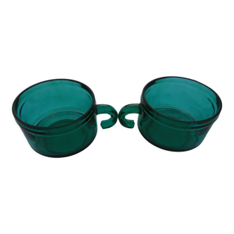 Duo of emerald glass cups