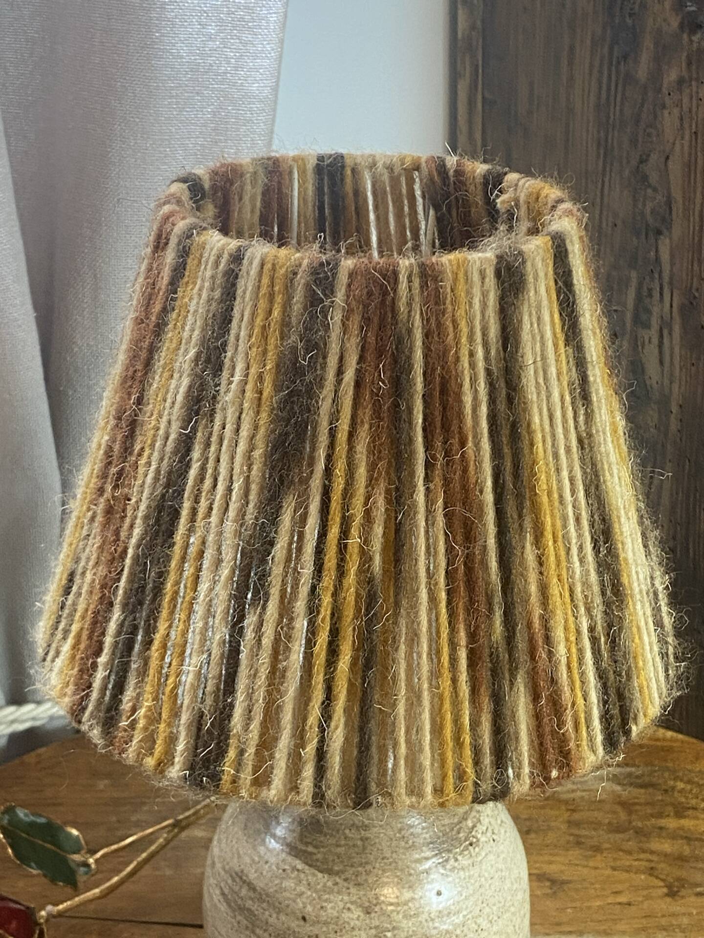 Stoneware lamp, wool lampshade