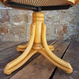 Fauteuil de bureau bois courbé et rotin