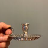 Solid silver hand candle holder