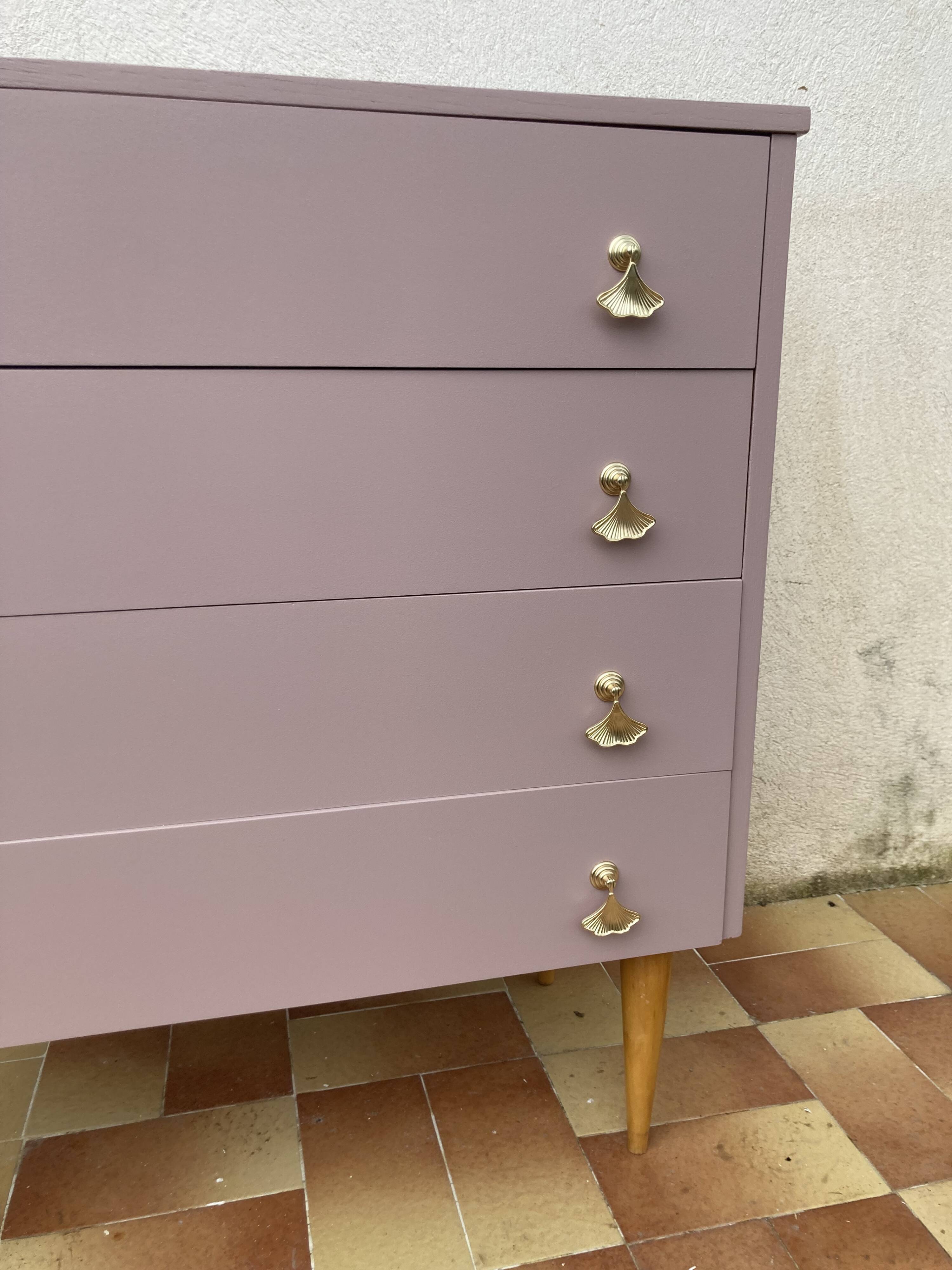 vintage old pink chest of drawers restored