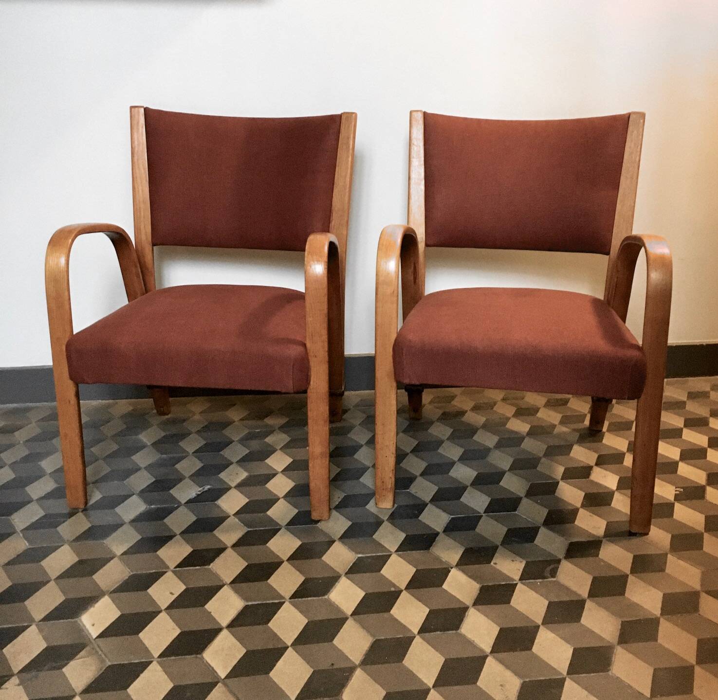 Paire de fauteuils Bow Wood