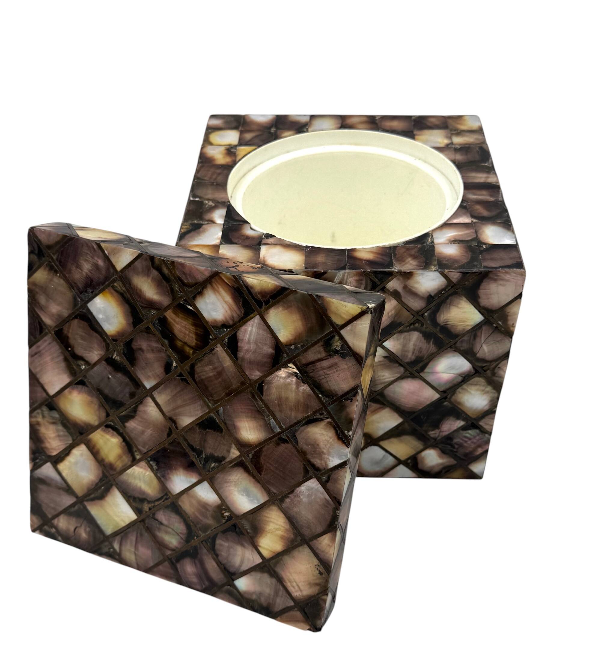 Mid-century mother-of-pearl flakes ice bucket, Italy 1950s