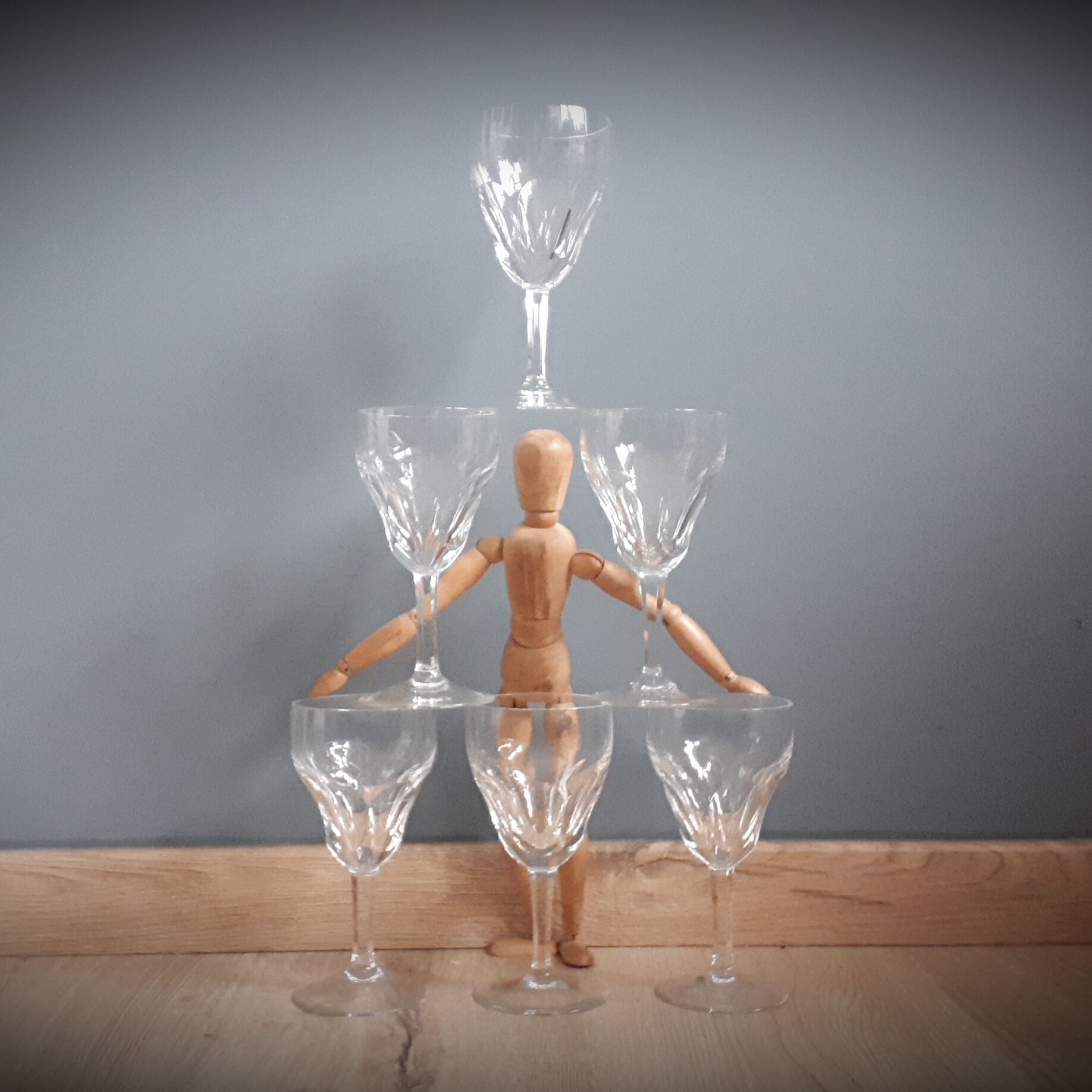 Set 6 crystal walking glasses