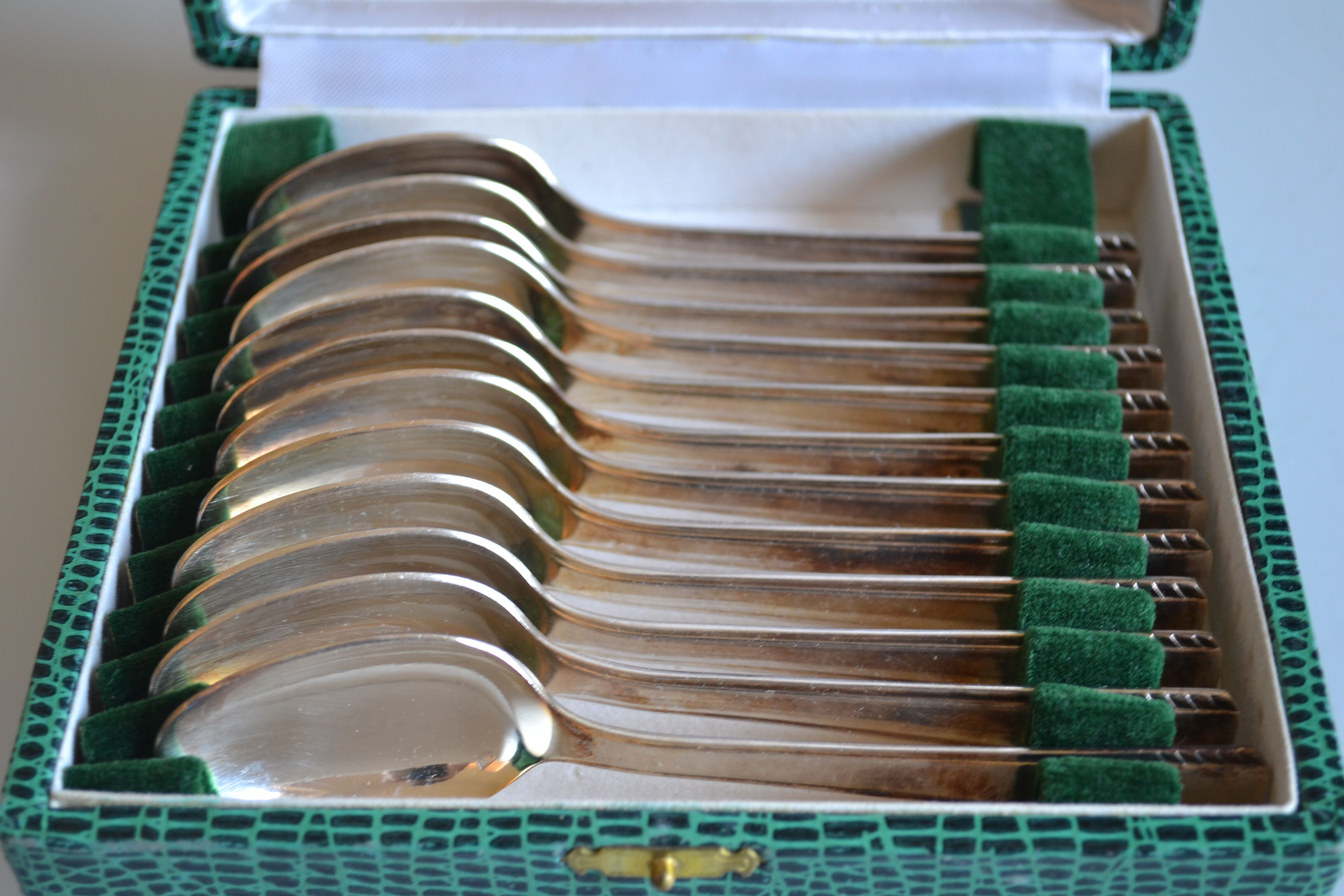 12 small spoons metal silver art deco