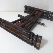 vintage folding oriental coffee table with silver metal top