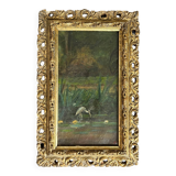 Small painting: oil on old canvas