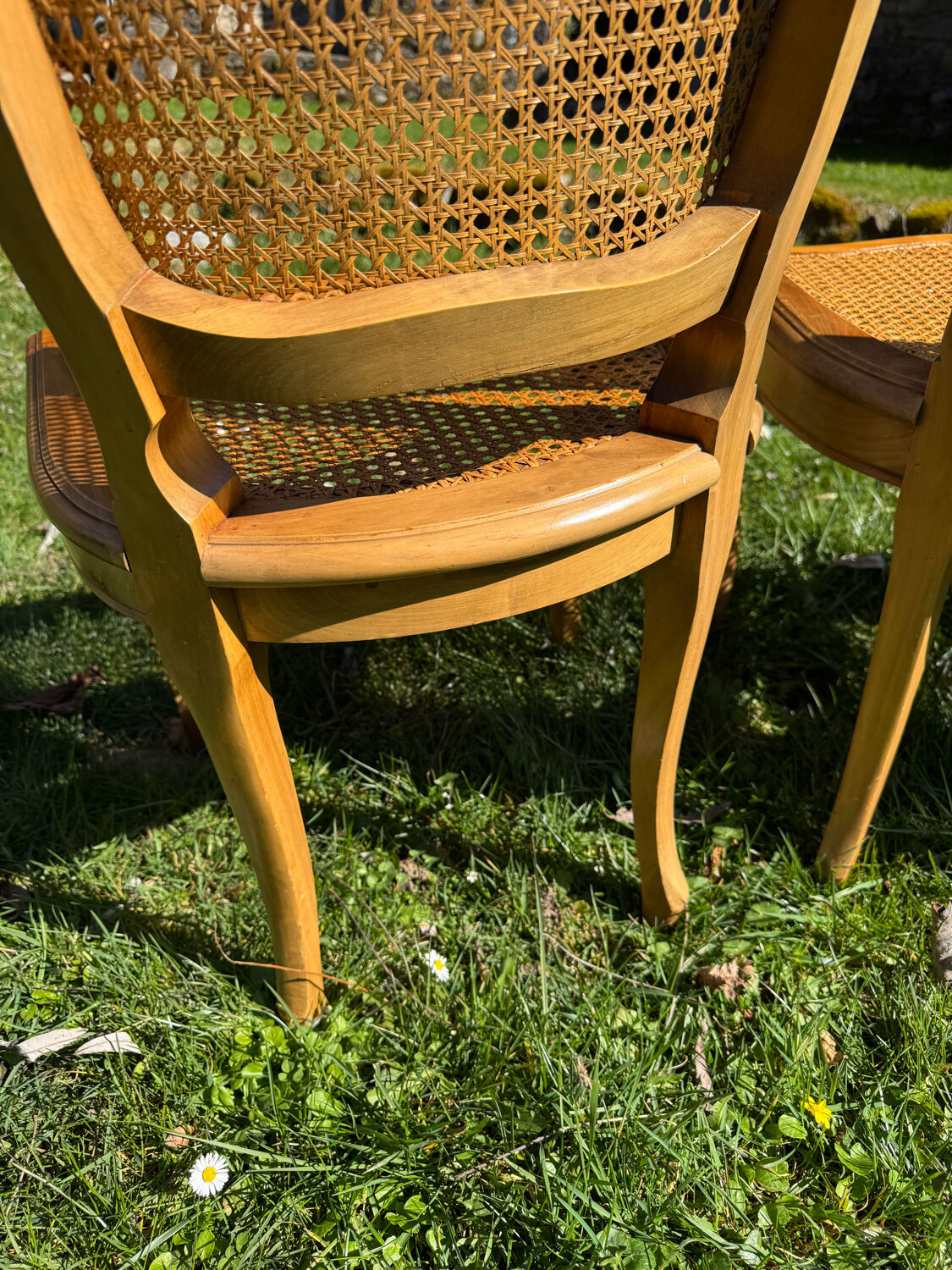 4 caned chairs in cherry wood – Louis XV style