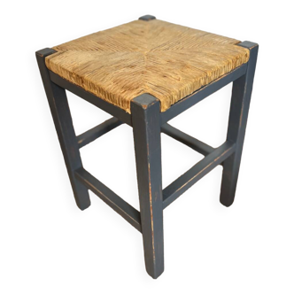 Vintage straw and wood stool