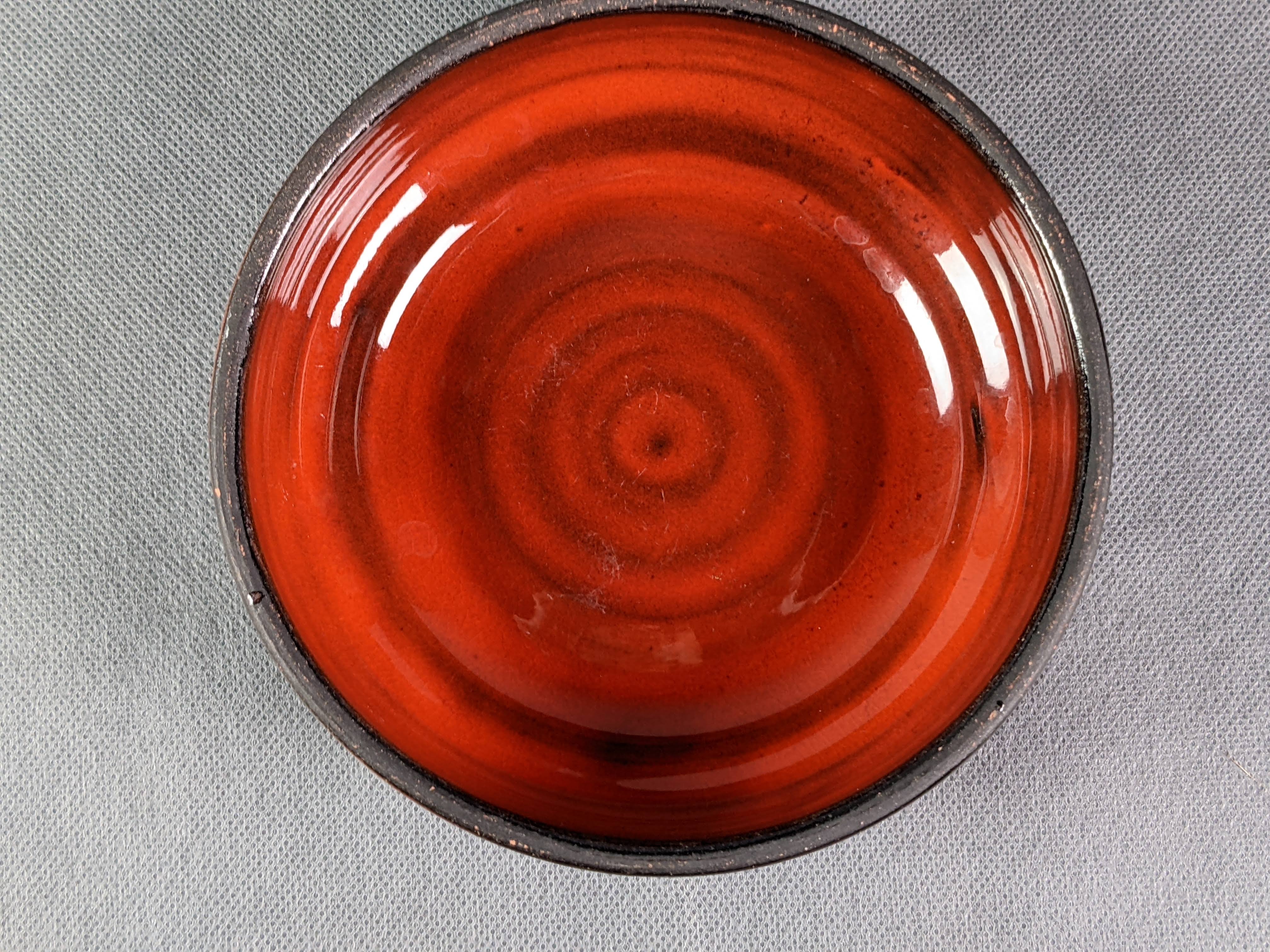 Gérard Hofmann Vallauris, manganese red cup, signed, 50s