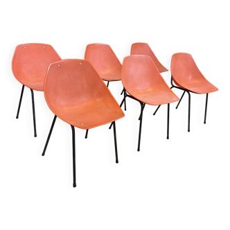 Ensemble de 6 chaises Guariche orange