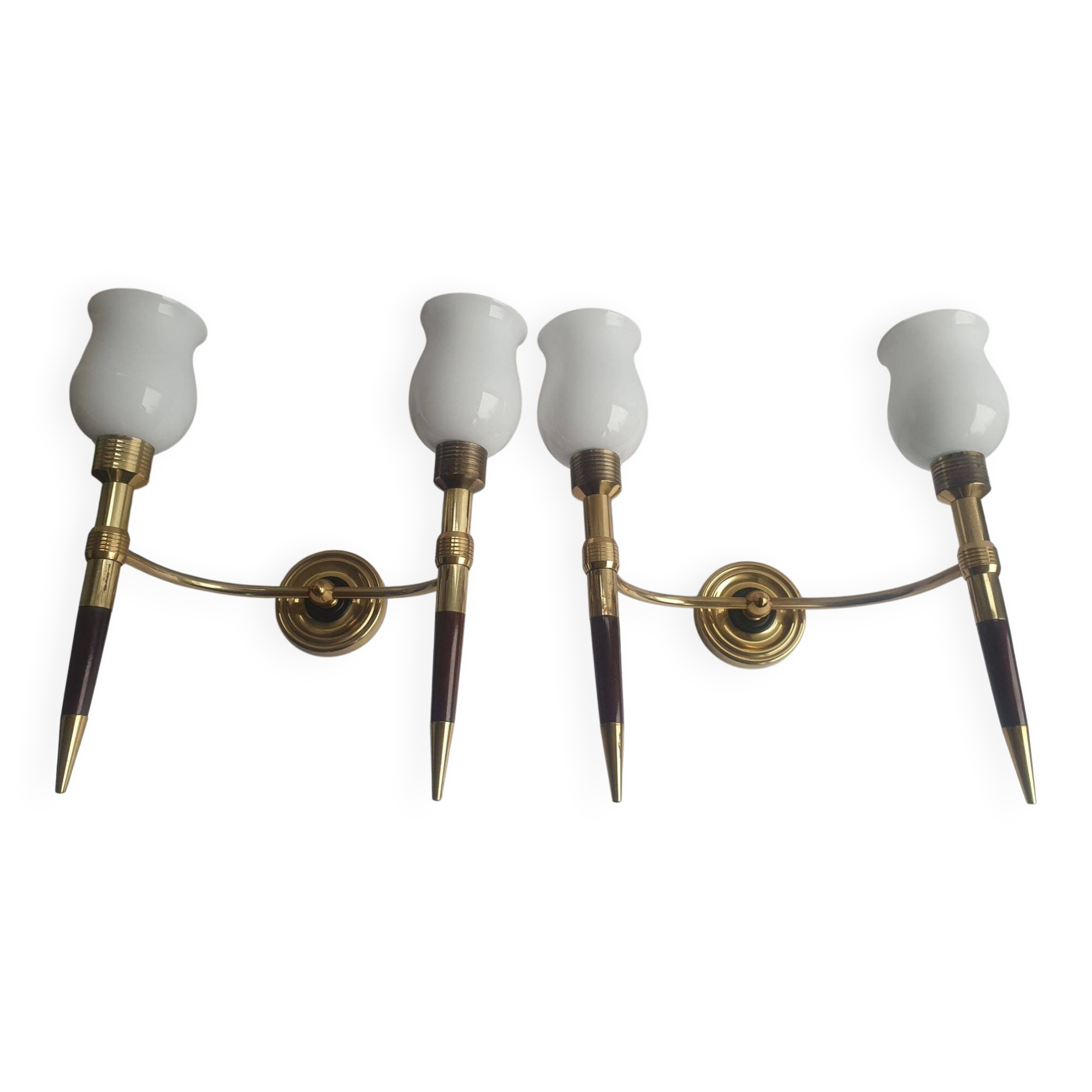 Pair of large torch-style wall sconces from the 1950s
