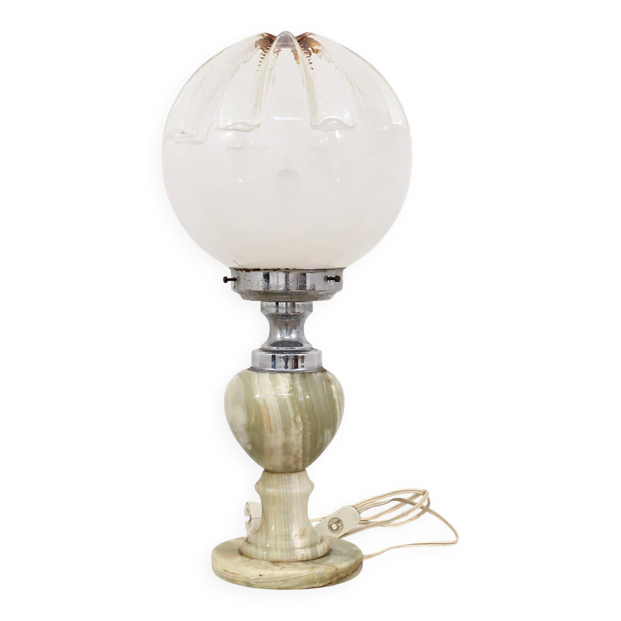 1960s Onyx and Murano Glass Lamp