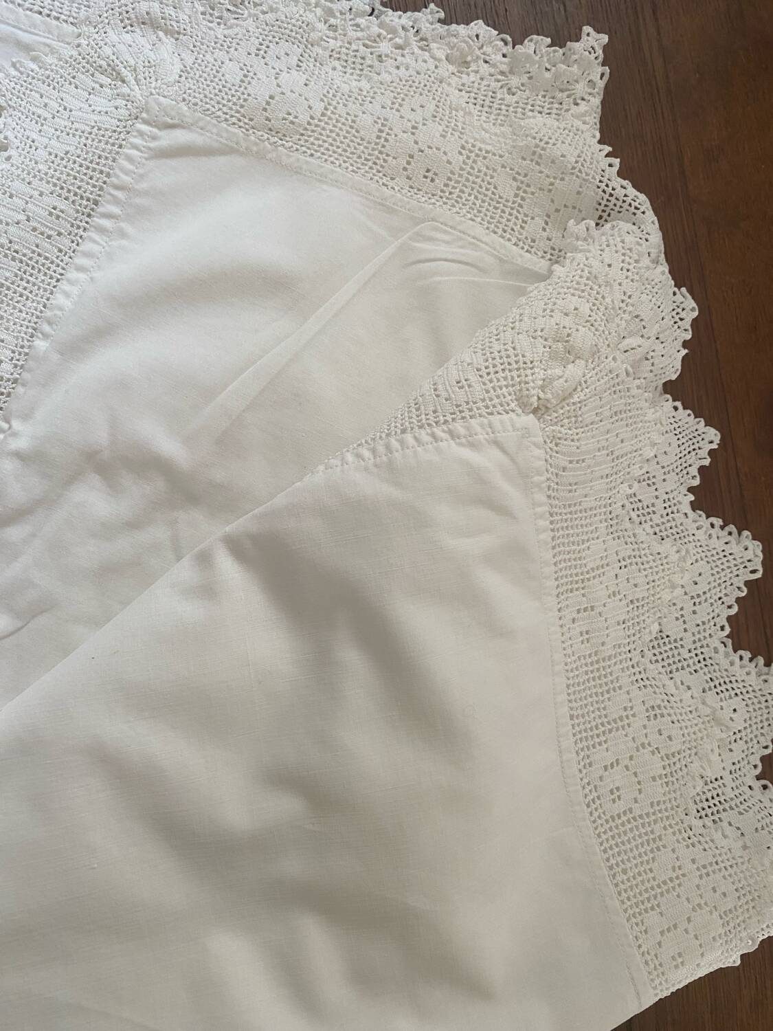 2 monogrammed JF trousseau pillowcases from the 30s.