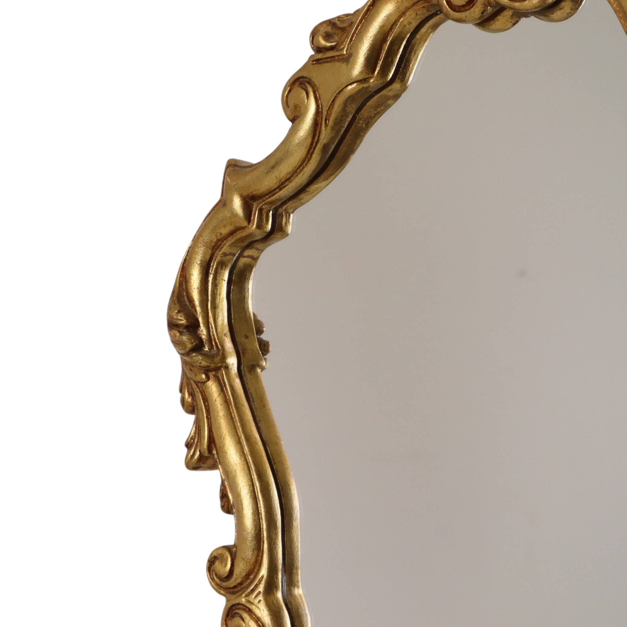 Classic Gold Crested Mirror, French Baroque Style, 74 cm